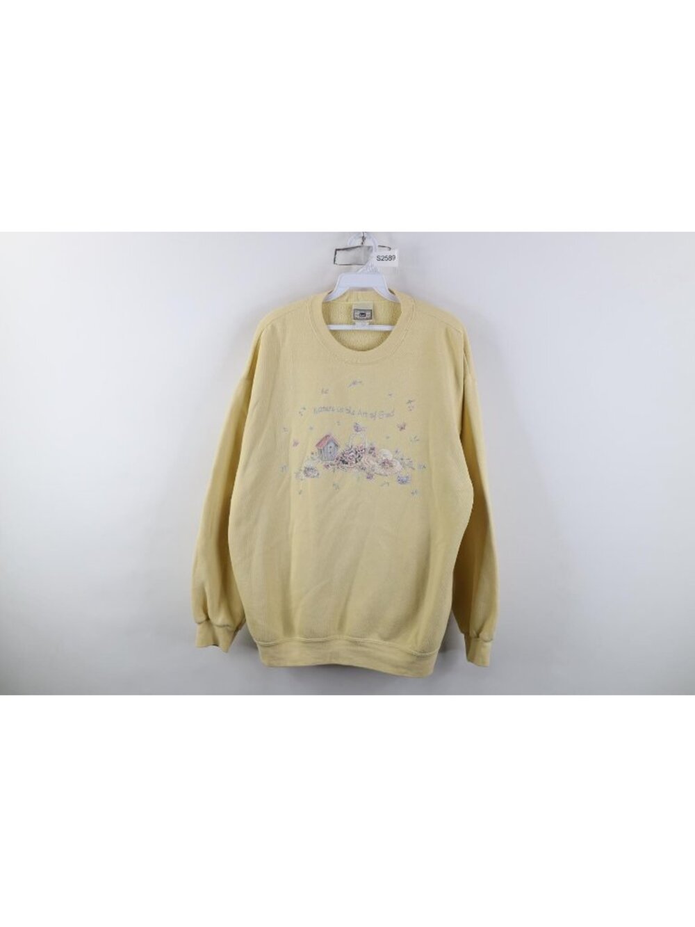 Vintage 90s Streetwear Womens Large Nature Is The Art of God Flower Sweatshirt